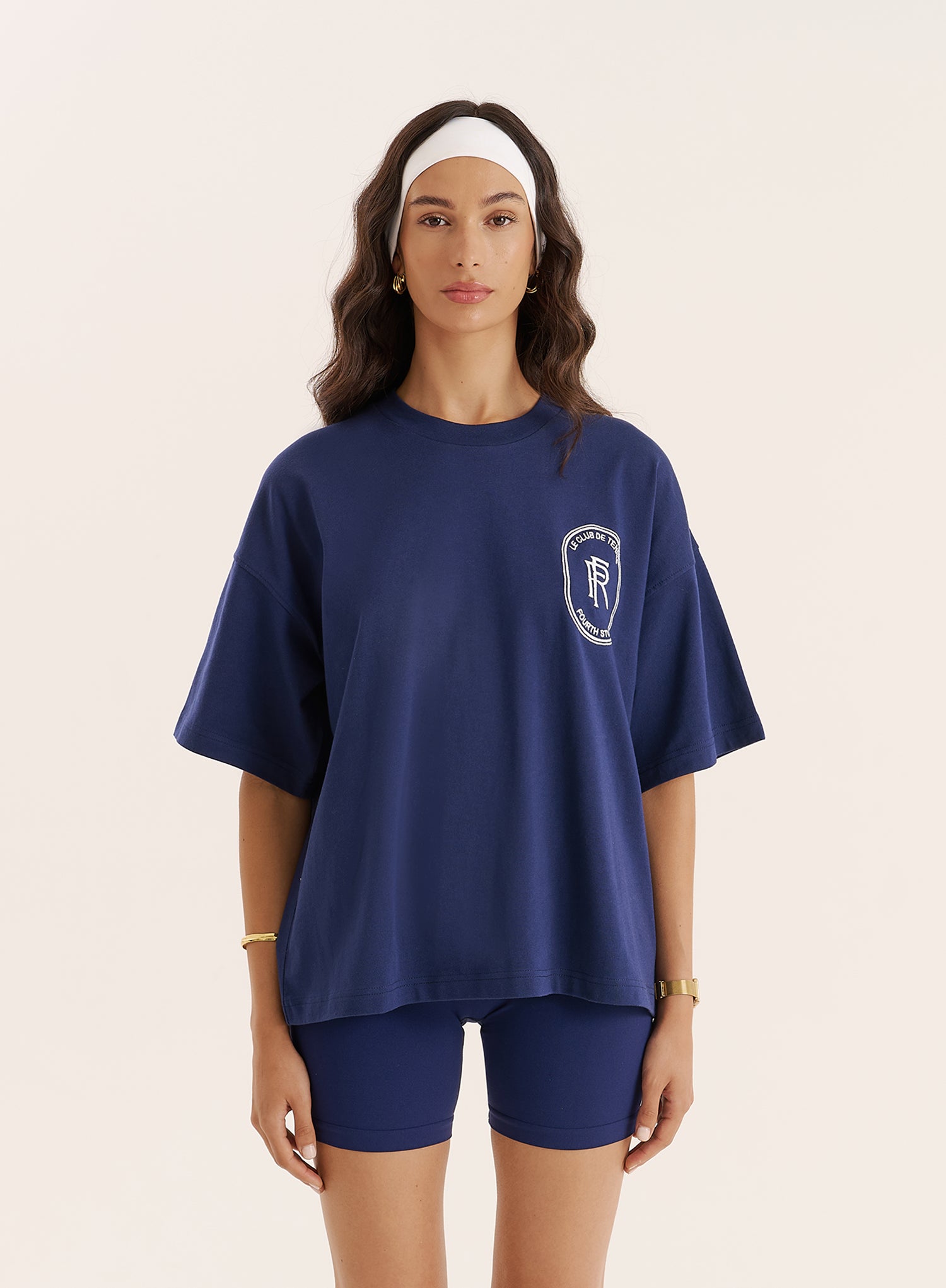 Navy Tennis Club Back Print T-Shirt